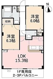 高松琴平電気鉄道琴平線 仏生山駅 徒歩38分の賃貸マンション 3階2LDKの間取り