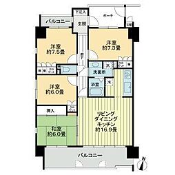 JR予讃線 高松駅 徒歩7分の賃貸マンション 5階4LDKの間取り