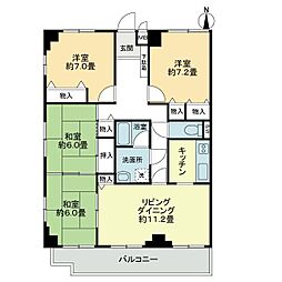 JR高徳線 昭和町駅 徒歩11分の賃貸マンション 7階4LDKの間取り