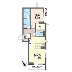 高松琴平電気鉄道志度線 松島二丁目駅 徒歩8分の賃貸マンション 2階1LDKの間取り