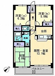高松琴平電気鉄道琴平線 栗林公園駅 徒歩9分の賃貸マンション 2階3LDKの間取り