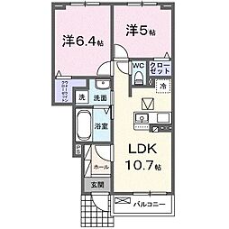 高松琴平電気鉄道長尾線 元山駅 徒歩26分の賃貸アパート 1階2LDKの間取り
