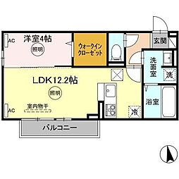 カルテットD 1LDKの間取図画像