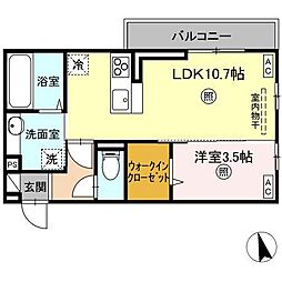 高松琴平電気鉄道琴平線 三条駅 徒歩22分の賃貸アパート 3階1LDKの間取り