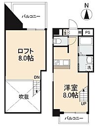 高松琴平電気鉄道琴平線 瓦町駅 徒歩3分の賃貸マンション 7階ワンルームの間取り