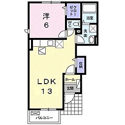 JR予讃線 香西駅 徒歩15分の賃貸アパート 1階1LDKの間取り