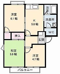 JR予讃線 香西駅 徒歩3分の賃貸アパート 1階3Kの間取り
