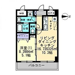 JR予讃線 高松駅 徒歩8分の賃貸マンション 4階1LDKの間取り
