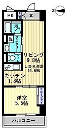 JR高徳線 栗林公園北口駅 徒歩8分の賃貸マンション 8階1LDKの間取り
