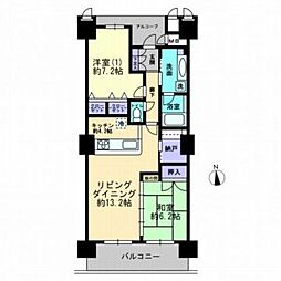 高松琴平電気鉄道琴平線 瓦町駅 徒歩9分の賃貸マンション 11階2LDKの間取り
