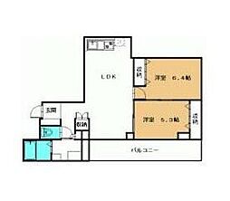 JR予讃線 高松駅 徒歩10分の賃貸マンション 4階2LDKの間取り