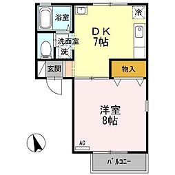 高松琴平電気鉄道琴平線 円座駅 徒歩5分の賃貸アパート 2階1DKの間取り