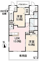 JR予讃線 端岡駅 徒歩37分の賃貸アパート 1階2LDKの間取り