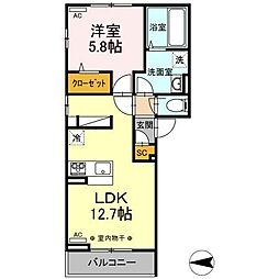 ロータス2A棟 1LDKの間取図画像