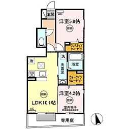 高松琴平電気鉄道長尾線 元山駅 徒歩6分の賃貸アパート 1階2LDKの間取り