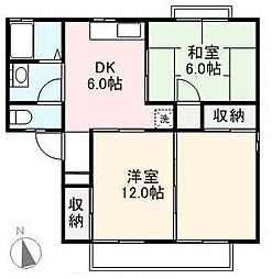 高松琴平電気鉄道長尾線 林道駅 徒歩10分の賃貸アパート 2階3DKの間取り
