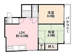 JR予讃線 高松駅 徒歩6分の賃貸マンション 3階2LDKの間取り