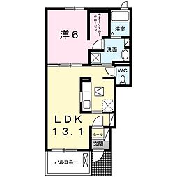JR予讃線 端岡駅 徒歩18分の賃貸アパート 1階1LDKの間取り
