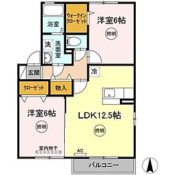 高松琴平電気鉄道琴平線 仏生山駅 3.3kmの賃貸アパート 2階2LDKの間取り