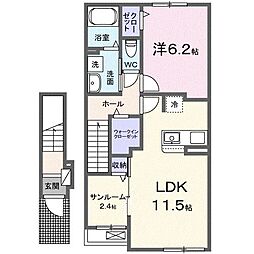 高松琴平電気鉄道長尾線 高田駅 徒歩23分の賃貸アパート 2階1LDKの間取り