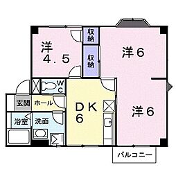 JR予讃線 香西駅 徒歩19分の賃貸アパート 2階3DKの間取り