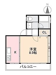大山ビル 1Kの間取図画像
