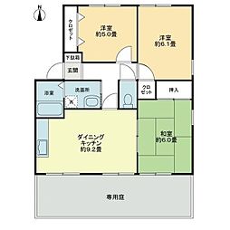 JR高徳線 木太町駅 徒歩3分の賃貸アパート 1階3DKの間取り