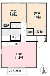 プレスティージュ2B 2LDKの間取図画像