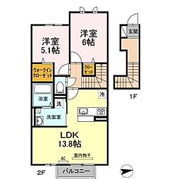 ルーエ 2LDKの間取図画像