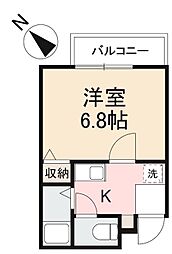 グロリアスハイム 1Kの間取図画像