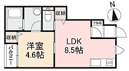 高松琴平電気鉄道長尾線 木太東口駅 徒歩8分の賃貸アパート 1階1LDKの間取り