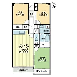 高松琴平電気鉄道琴平線 仏生山駅 徒歩7分の賃貸マンション 4階3LDKの間取り