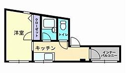 JR予讃線 香西駅 徒歩21分の賃貸マンション 3階1Kの間取り