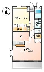 高松琴平電気鉄道長尾線 元山駅 徒歩27分の賃貸マンション 2階1LDKの間取り