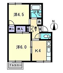高松琴平電気鉄道長尾線 高田駅 徒歩28分の賃貸アパート 2階2DKの間取り