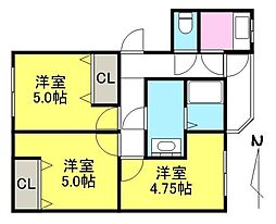 ウッドネスト木太 3Kの間取図画像