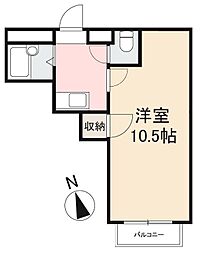 シャンボール峰山 1Kの間取図画像