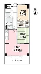 レジデンス松島 8階2LDKの間取り