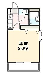 ローテンブルグVI 2階1Kの間取り