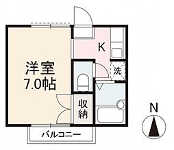 新北SYハイツ 1Kの間取図画像