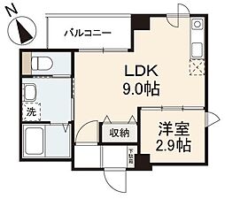 プレシャスタイム瓦町 4階1LDKの間取り