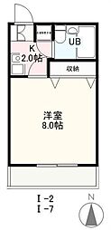ヴィラ・アンソレイエ高松南1 1Kの間取図画像