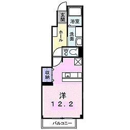 ディアビレッジ 1階ワンルームの間取り
