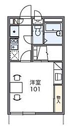 レオパレスエントラレ 1階1Kの間取り