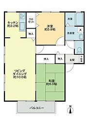 フォブールあじさいＣ 1階2LDKの間取り