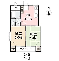 フォーレスＫ 2階2DKの間取り
