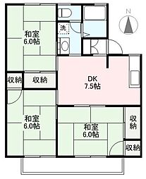 サン・サン・3 3DKの間取図画像