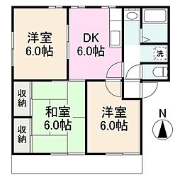 グラスガーデンB 3DKの間取図画像
