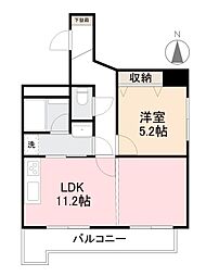 朝日プラザ高松エルグ 1LDKの間取図画像