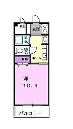 サンライズ宮川 3階1Kの間取り